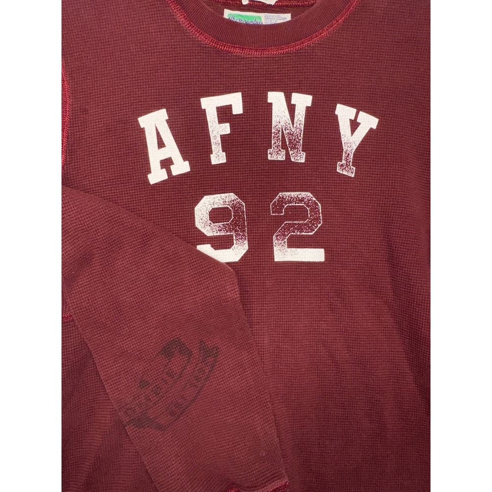 Abercrombie & Fitch Mens Muscle Thermal Shirt Burgundy AFNY‎ 92 Waffle Knit Med
